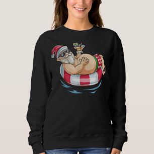Sweatshirt Noël En Juillet Hawaii Père Noël Floatie Été 1