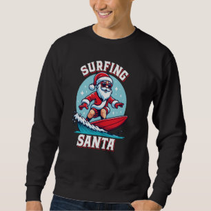Sweatshirt Noël en juillet - Tropical Surfing Père Noël Hawai
