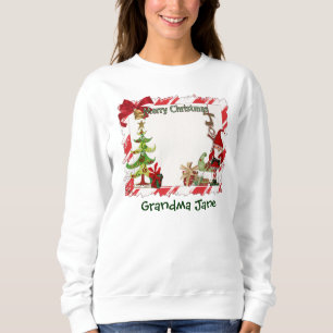 Sweatshirt Noël Folk Whimsey Nom personnalisé