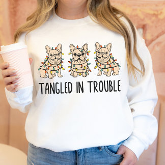 Sweatshirt Noël French Bulldog Dessiné à la Main Drôle