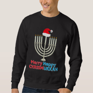 Sweatshirt Noël Hanoukka Juifs Menorah Père Noël