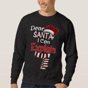 Sweatshirt Noël Père Noël Rouge Plaid, Cher Père Noël Je Peux