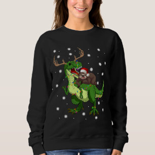 Sweatshirt Noël Père Noël Sloth Riding Trex