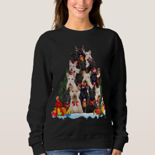 Sweatshirt Noël Pyjama écossais Terrier Xmas Arbre Cadeaux