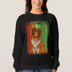 Sweatshirt Noël Rétro Collie à poil long Chien Groupe Corresp