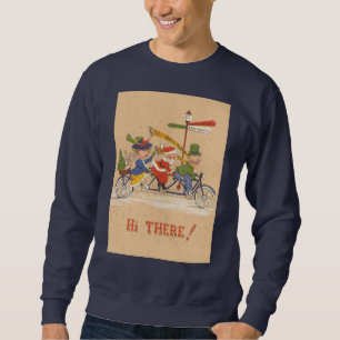 Sweatshirt Noël vintage, le Père Noël à bicyclette