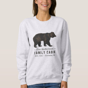 Sweatshirt Nom de famille Cabine Rustique Brown Ours noir