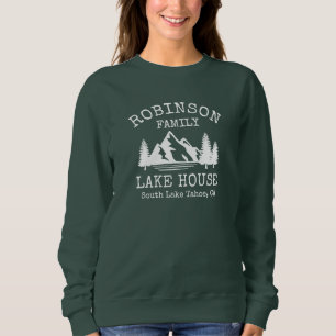 Sweatshirt Nom de famille Lake House Rustic White Silhouette