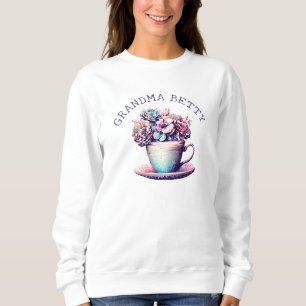 Sweatshirt Nom de grand-mère personnalisé Floral joli