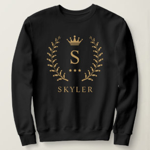 Sweatshirt Nom de la Personnaliser et premier monogramme noir