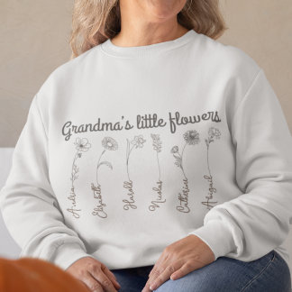 Sweatshirt Nom de petits-enfants à fleurs de grand-mère