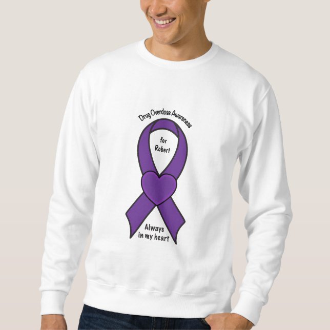 Sweatshirt Nom de ruban de conscience de surdosage (Devant)