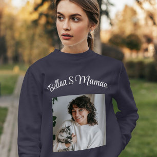 Sweatshirt Nom de script de photo personnalisé pour amoureux 