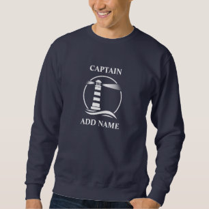 Sweatshirt Nom du bateau ou du capitaine Phare marin Bleu de