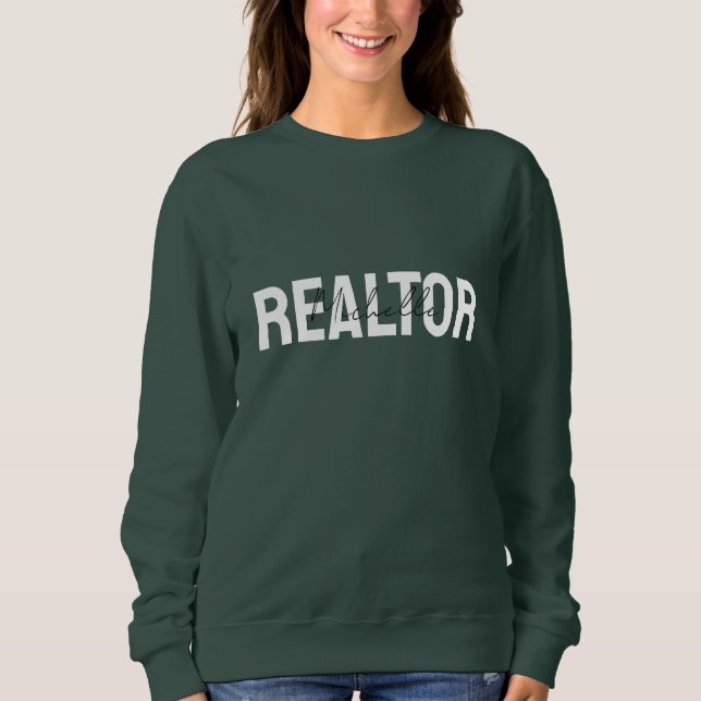 Sweatshirt Nom du script de l'agent immobilier Realtor Pink (Devant)