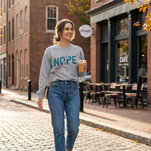 Sweatshirt NON Typographie sarcastique en détresse en bleu