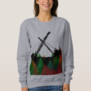Sweatshirt Nord-Ouest, grue et lunette, art INGÉNIEUR OPÉRATI