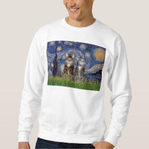 Sweatshirt Nuit étoilée - Deux chats en tigre Tabby