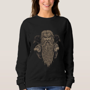 Sweatshirt Odin Celtique Viking avec Loup et Corbeau d'Odin V