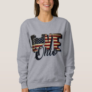 Sweatshirt Ohio Aime Le Drapeau Américain Étoile Et Frappes
