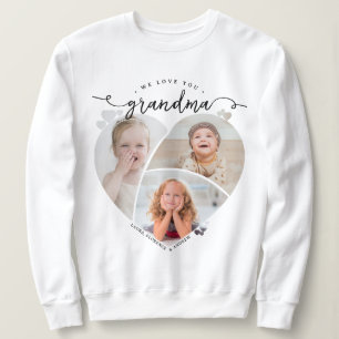 Sweatshirt On aime grand-mère Colage de photos en forme de cœ