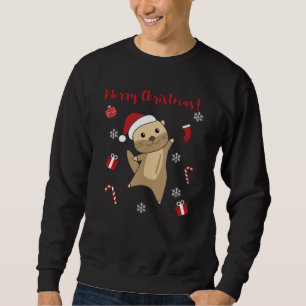 Sweatshirt Otter Noël Neige Animaux d'hiver Otter