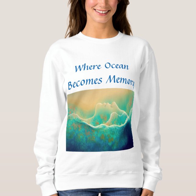 Sweatshirt "Où l'océan devient mémoire" - Vert bleu (Devant)