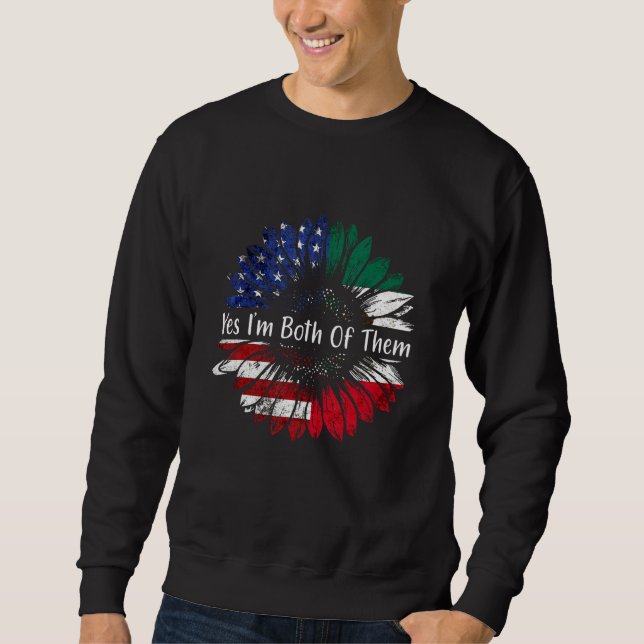 Sweatshirt Oui, je suis tous les deux à moitié américain demi (Devant)