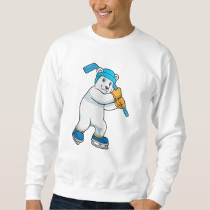 Sweatshirt Ours polaire au hockey sur glace avec bâton de hoc
