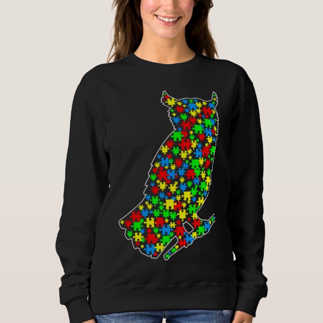 Sweatshirt Owl Funny Puzzle Animaux Sensibilisation sur l'aut (Devant)