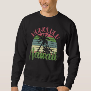 Sweatshirt Palmiers d'été hawaïens Tropical Honolulu Retro