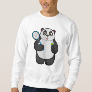 Sweatshirt Panda comme joueur de tennis avec raquette de tenn