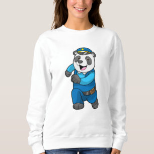 Sweatshirt Panda en tant qu'officier de police avec casquette