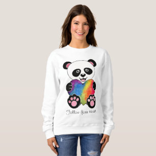 Sweatshirt Panda mignon d'aquarelle avec le coeur