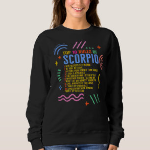 Sweatshirt Panneau Zodiac Top 10 Règles De Scorpio Sunflower 