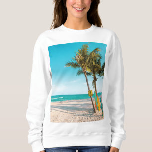 Sweatshirt Panneaux de surf sur la plage lancer oreiller