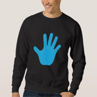 Sweatshirt Papier main bleue main impression amusante
