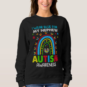 Sweatshirt Papillon Arc-en-ciel Je Porte Du Bleu Pour Mon Aut