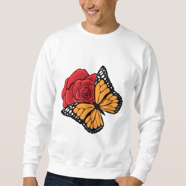 Sweatshirt Papillon avec Rose (Devant)