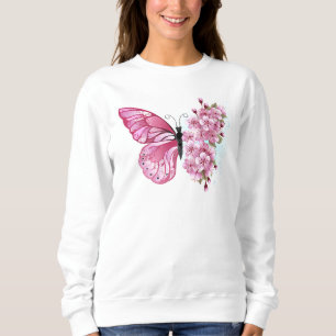 Sweatshirt Papillon de fleurs avec Sakura rose