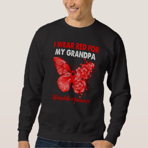Sweatshirt Papillon Je Porte Le Rouge Pour Mon Grand-Père Hem