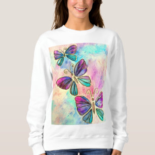 Sweatshirt Papillons colorés mignons - Peinture aquarelle