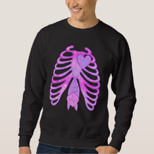 Sweatshirt Pastel Goth Bat Skeleton Ribcage Cuisine esthétiqu