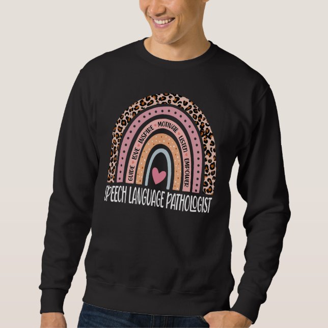 Sweatshirt Pathologiste du langage vocal Rainbow Leopard SLP  (Devant)