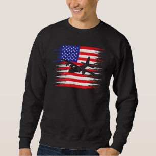 Sweatshirt Patrioctic C-130 Hercules Airplane Shirt USA Airpl