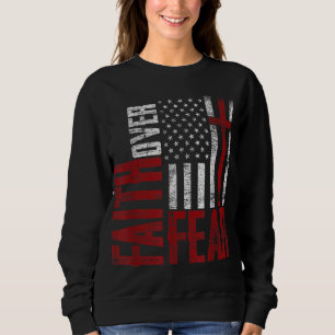 Sweatshirt Patriotique dévot USA Drapeau Croix foi sur la peu
