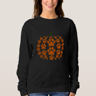 Sweatshirt Patte Citrouille Empreinte de Patte de Chien Actio