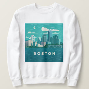 Sweatshirt Paysage nocturne de la ville du Massachusetts   Vi