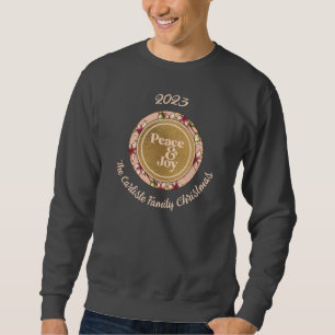 Sweatshirt Peace & Joy Pink Gold Nom de famille Noël