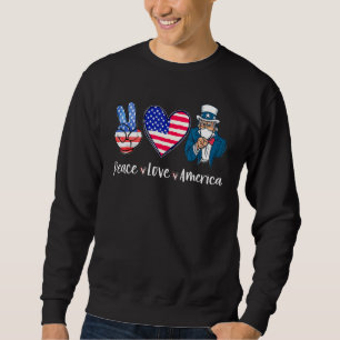 Sweatshirt Peace Love America Oncle Sam dans un Masque USA Dr